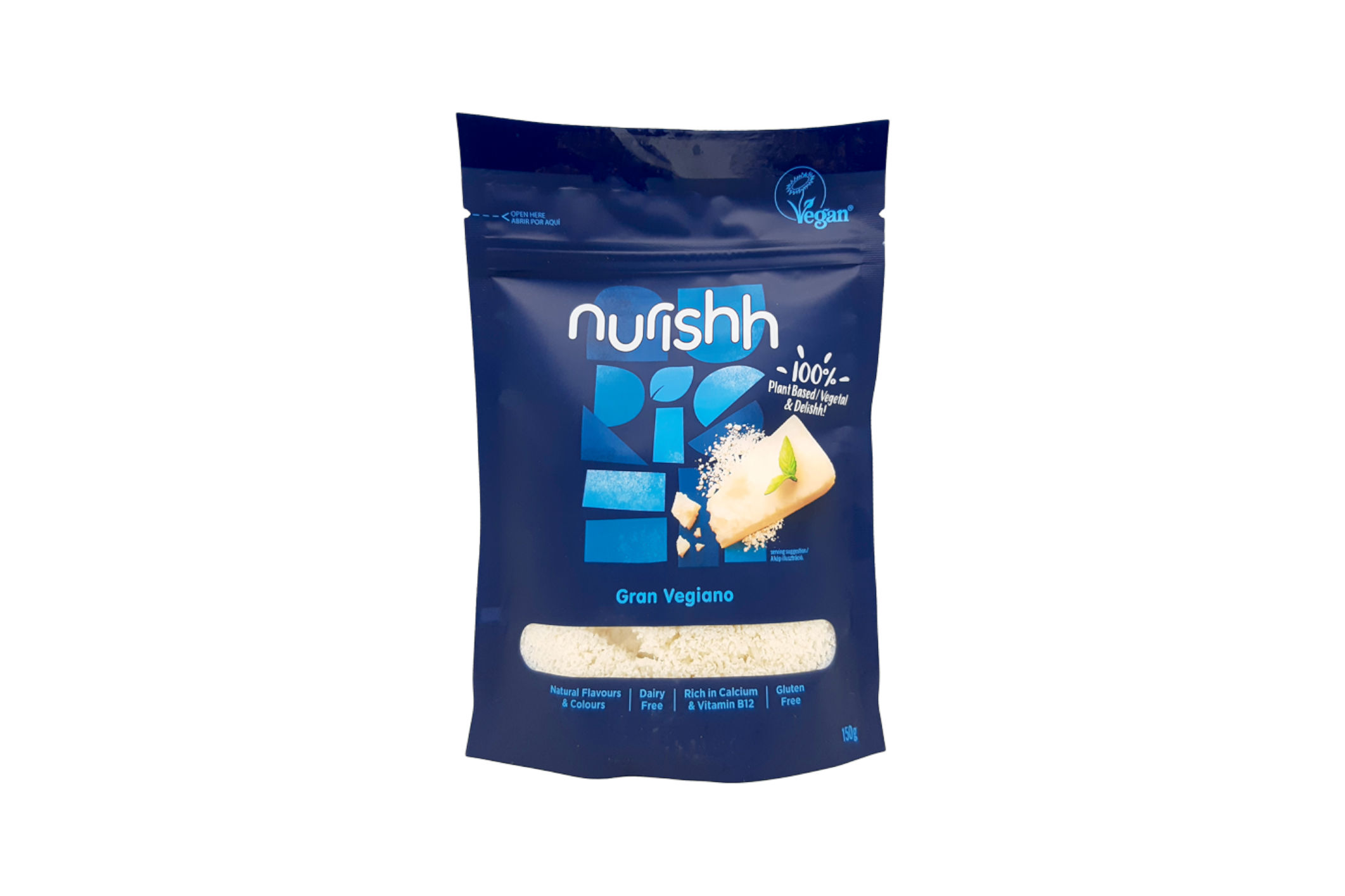 Strouhaný parmezán Gran Vegiano - Vegan - rostlinná alternativa k sýru - Nurishh 150g