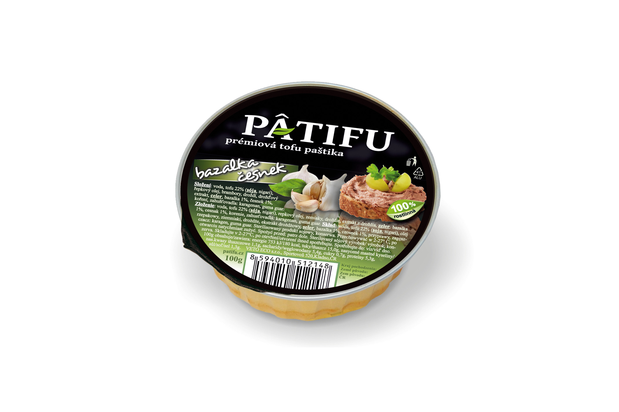 Paštika PATIFU bazalka a česnek 100 g