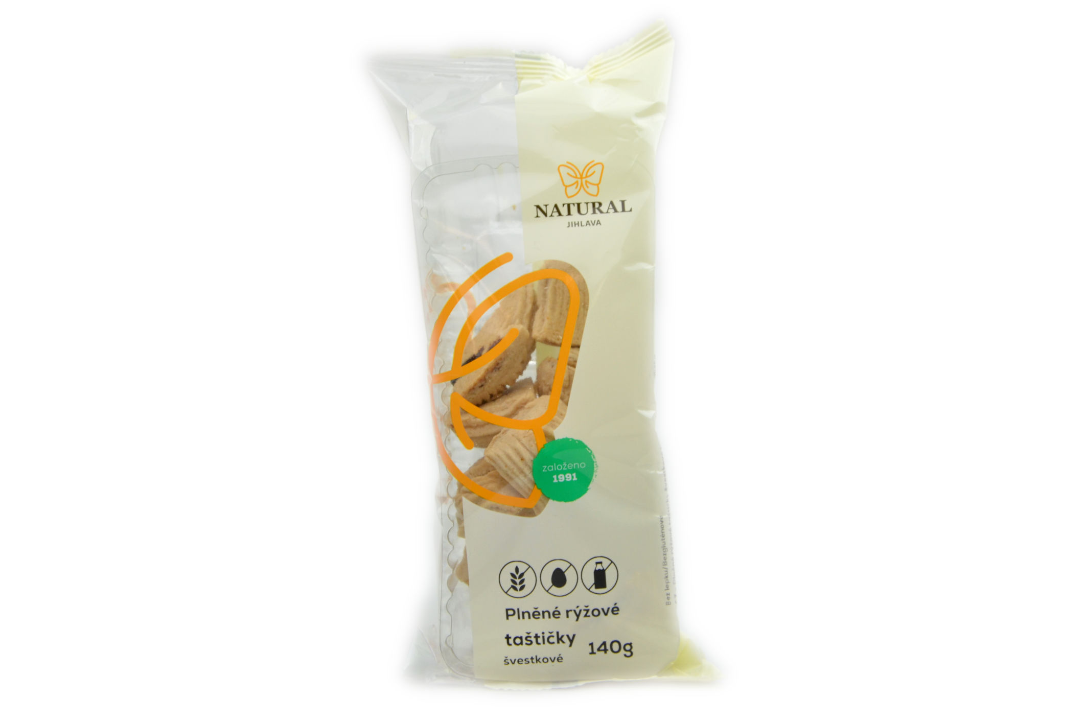 Sušenky plněné rýžové taštičky švestkové bez lepku, mléka a vajec - Natural 140g