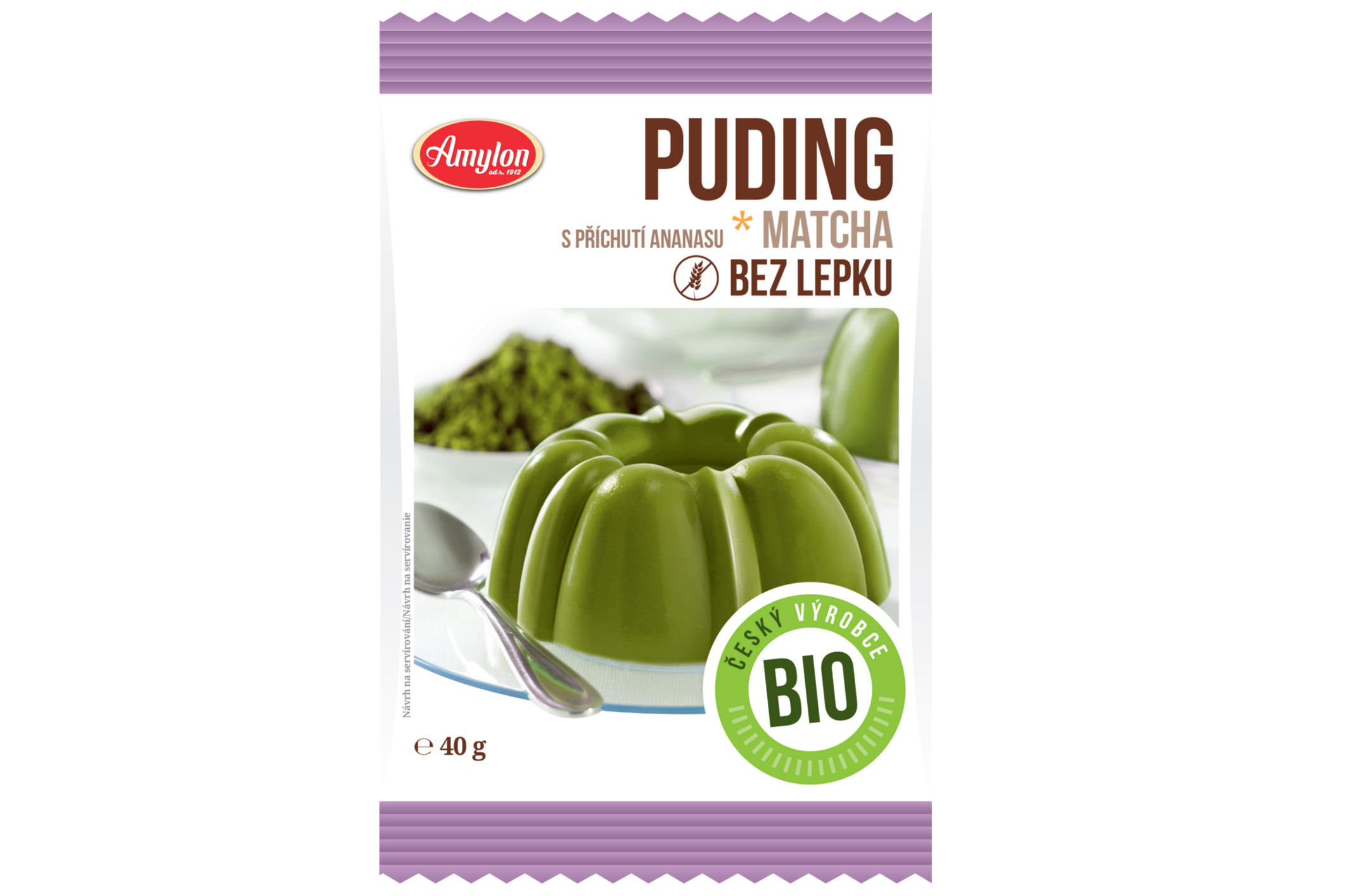 Pudink matcha s příchutí ananasu bezlepkový 40 g BIO AMYLON