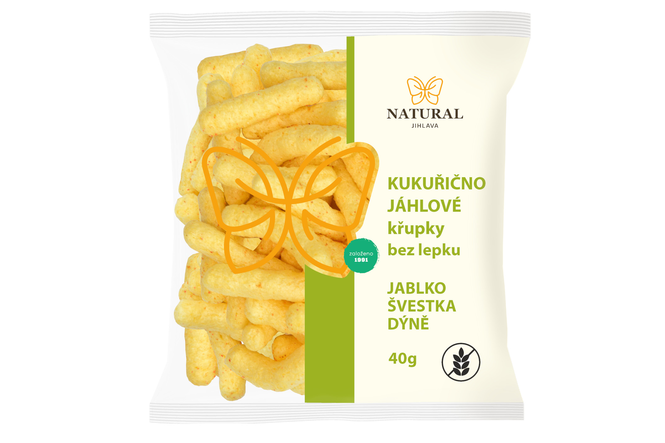 Křupky jáhelné jablko, švestka a dýně 40 g