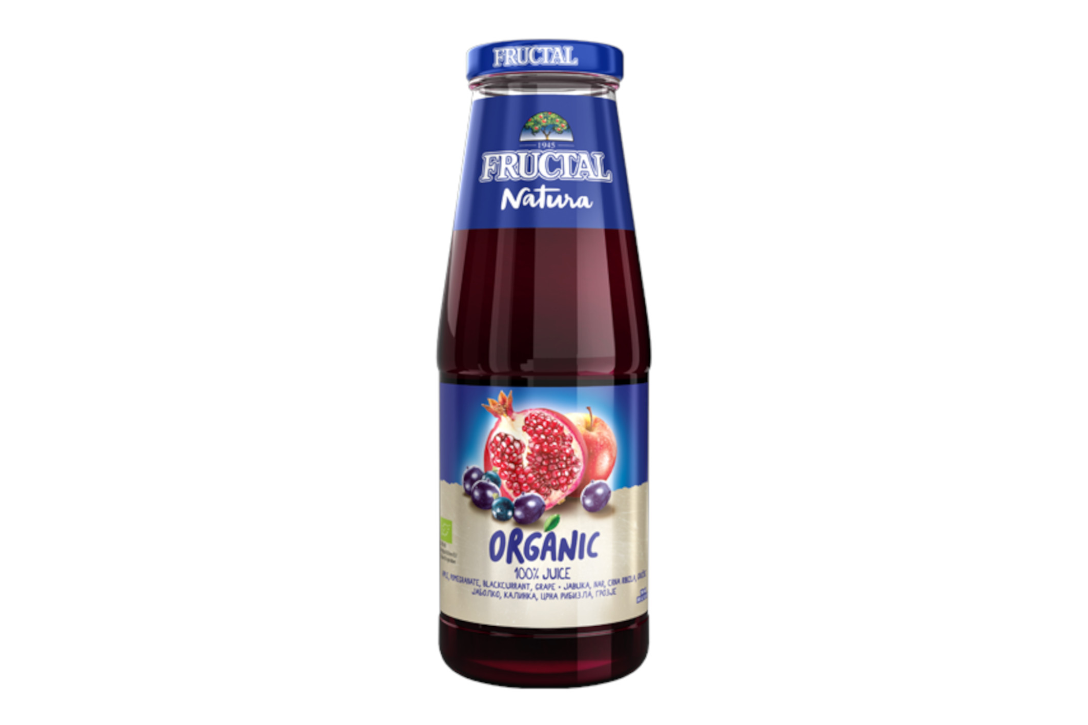 BIO ovocná šťáva z jablek, granátových jablek, černého rybízu a hroznů - Fructal 700ml