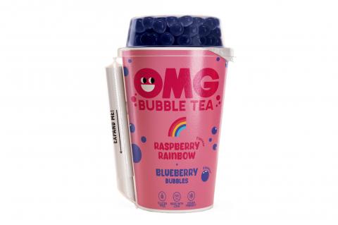 Nápoj MALINA s borůvkovými kuličkami - Bubble tea OMG 265ml