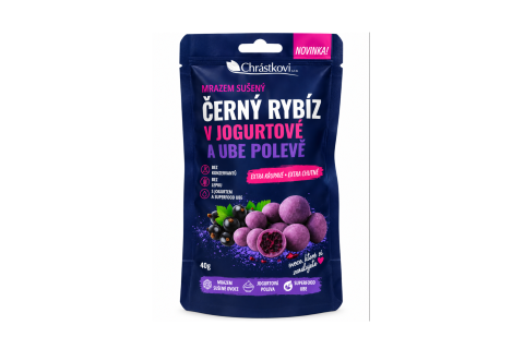 Snack UBE ČERNÝ RYBÍZ v jogurtové a ube polevě - Chrástkovi 40g