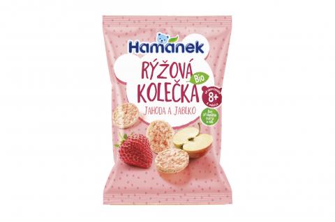 Rýžová kolečka BIO - JAHODA, JABLKO - Hamánek 35g