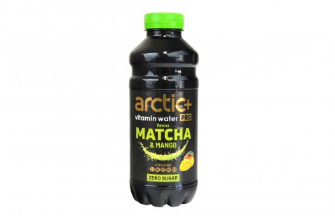 Ovocný vitamínový nápoj nesycený - matcha a mango - zero sugar - Arctic+ 600ml