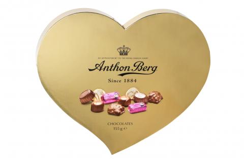 Luxusní bonboniéra ve tvaru srdce zlatá - Anton Berg 155g