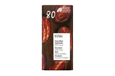 Čokoláda hořká 80% s mletými datlemi BIO vegan - Vivani 80g