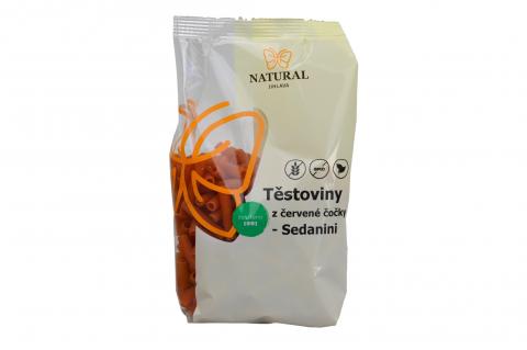 Těstoviny z červené čočky bez lepku - Sedanini - trubka malá - ITÁLIE - Natural 250g
