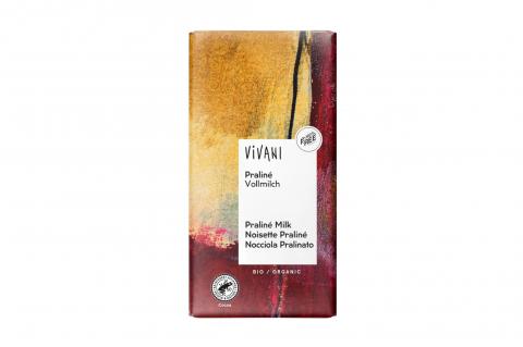 Čokoláda mléčná Praline milk s lískovo - nugátovou náplní BIO - Vivani 100g
