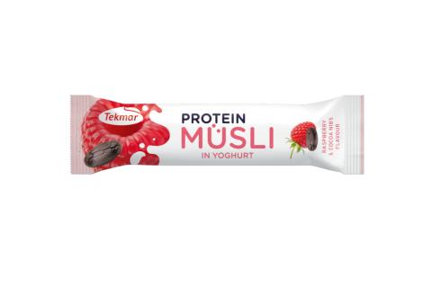 Müsli tyčinka MALINA A KAKAOVÉ BOBY v jogurtové polevě - Tekmar 30g