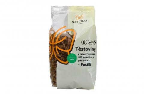 Těstoviny z celozrnné rýže, bílé kukuřice a pohanky bez lepku - Fusilli - ITÁLIE - Natural 250g