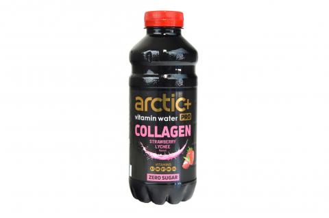 Funkční voda nesycená - COLLAGEN jahoda a liči - zero sugar - Arctic+ Pro 600ml