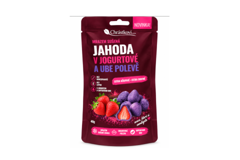Snack UBE Lyo JAHODA v jogurtové a ube polevě - Chrástkovi 40g