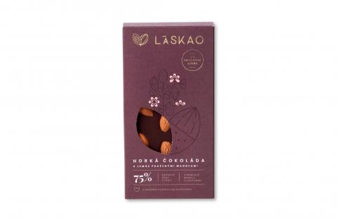 Čokoláda hořká s mandlemi 75% a xylitolem - Laskao 80g