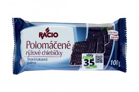 Racio - polomáčné rýžové chlebíčky v tmavé kakaové polevě 100g