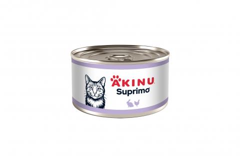 Konzerva pro KOČKY - Hrubě mleté drůbeží s králičím - Akinu SUPRIMO 200g