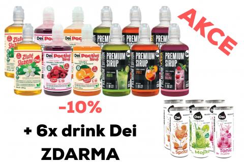 AKCE Dei 12x sirup a slazení - 10% + 6x nápoj zdarma