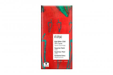 Čokoláda hořká s CHILLI BIO vegan - 80g Vivani