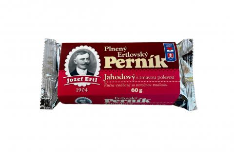 Plněný perník s tmavou polevou - JAHODA - Jozef Ertl 60g