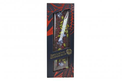 Čokoláda hořká s pistáciemi, višněmi a šeříkem - Severka 120g