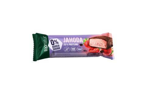 Tyčinka 25% PROTEIN a JAHODA bez přidaného cukru a bez lepku - Topnatur 40g