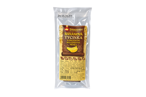 Tyčinka BANÁNOVÁ s pečeným bezlepkovým müsli - Damodara 50g