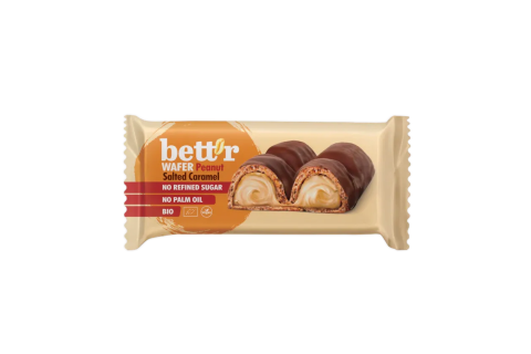 Oplatka s arašídovým krémem a slaným karamelem BIO - VEGAN - Bett'r 33g
