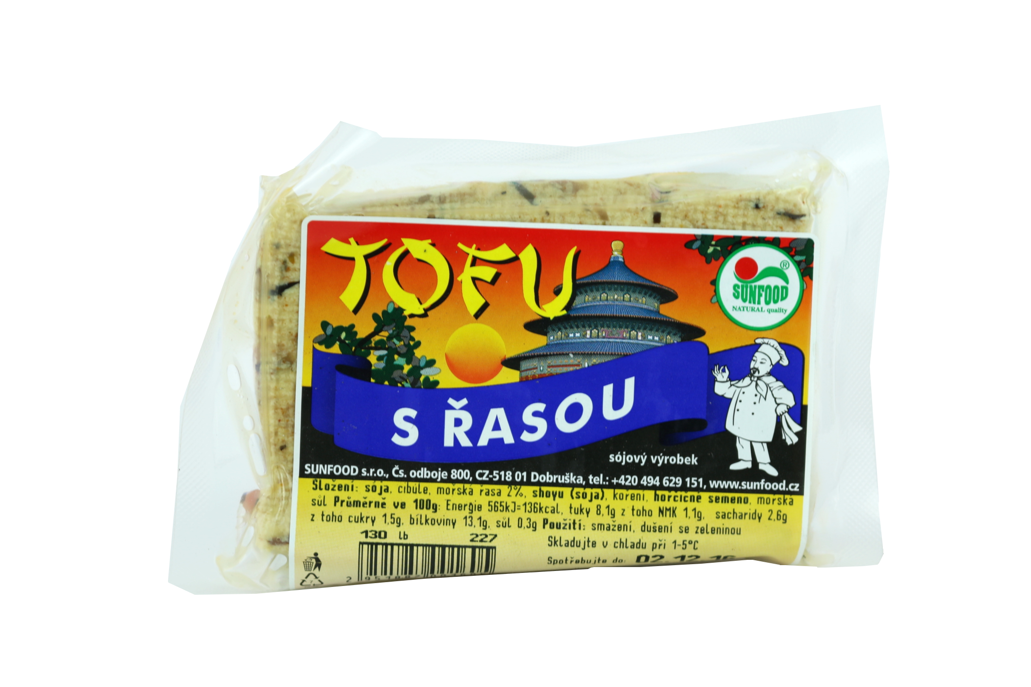 Tofu s řasou 0,1 Kg - pouze rozvoz vybraná města nebo osobní odběr