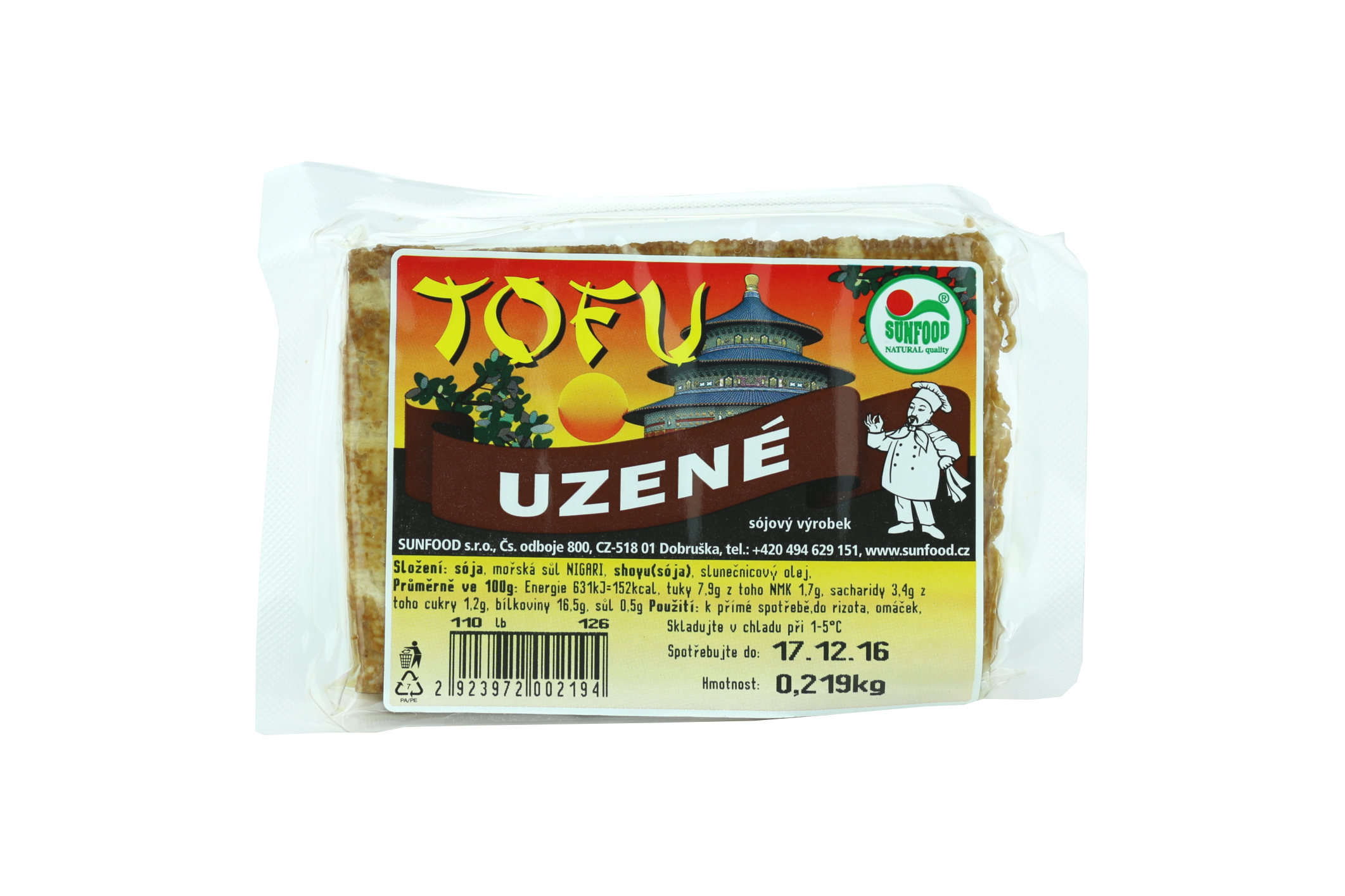 Tofu uzené 0,5 Kg - pouze rozvoz vybraná města nebo osobní odběr