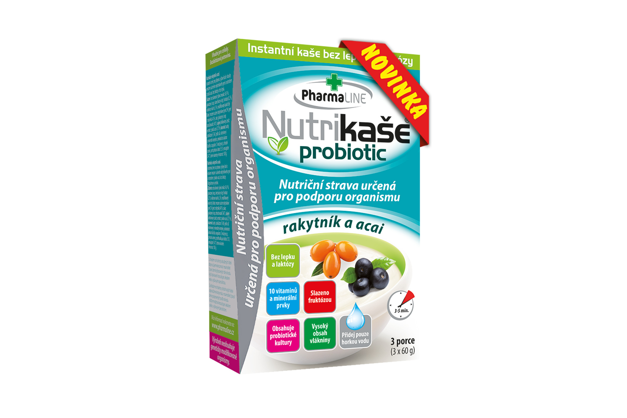 Nutrikaše probiotic RAKYTNÍK A ACAI - bez lepku - Mogador 3x60g